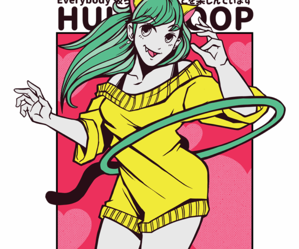 Hula Hooping Cat Girl - Kawaii Pop Art
