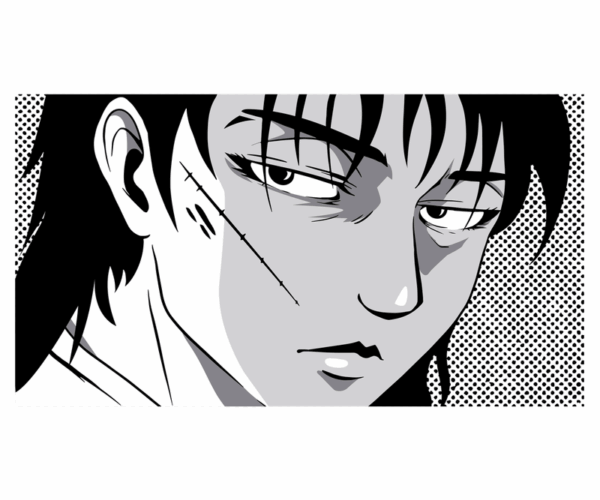 Scarred Anime Male -  Monochromatic Portrait