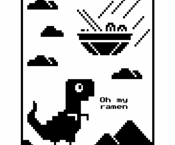 Dino's Ramen Craving - Pixel Art Delight