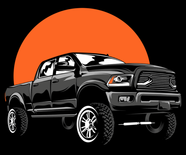 Lifted Truck - Sunset Silhouette