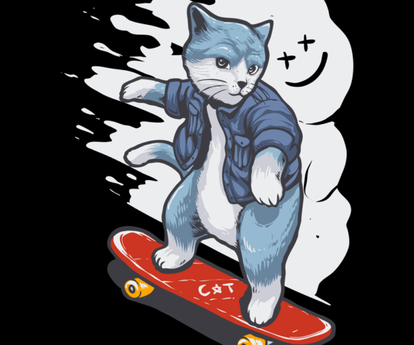 Rad Cat - Skateboarding Cool
