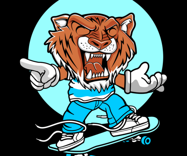 Skateboard Tiger - Cool Cartoon Character