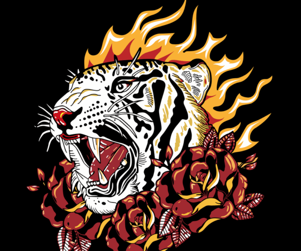 Tiger with Roses - Fiery Heart Edition