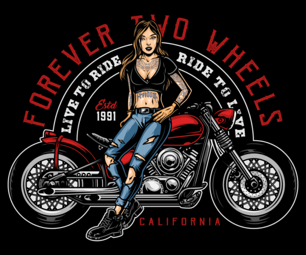 Motorcycle Beauty - Vintage Biker Babe
