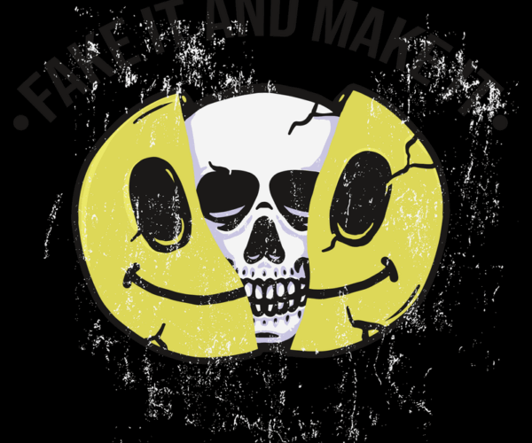 Fake Smile Skull - Distressed Graphic