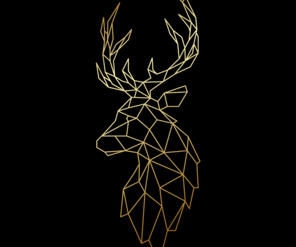 Geometric Stag - Golden Line Illustration