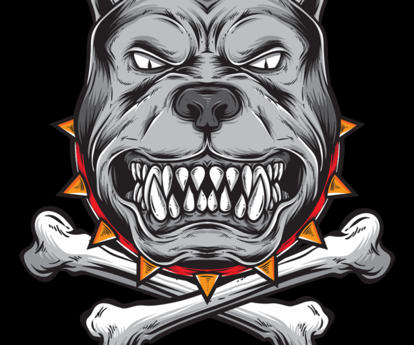 Angry Pitbull - Skull & Bones