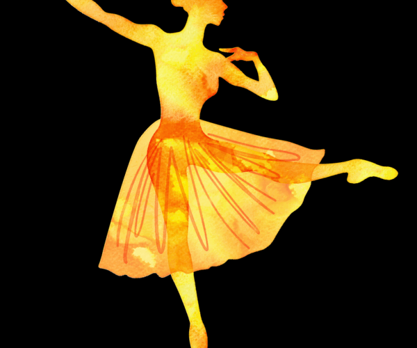 Ballerina Silhouette - Watercolor Flame