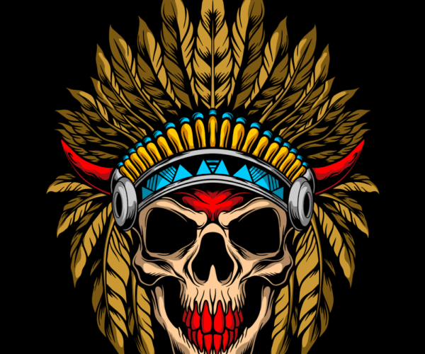 Tribal Skull - Headdress Warrior