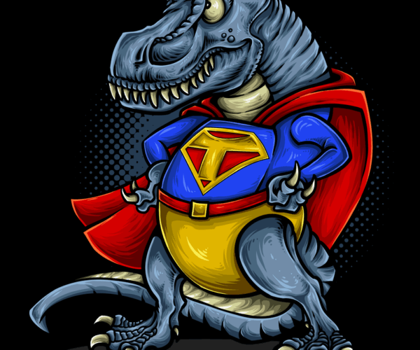 Super T-Rex - Cartoon Hero Design