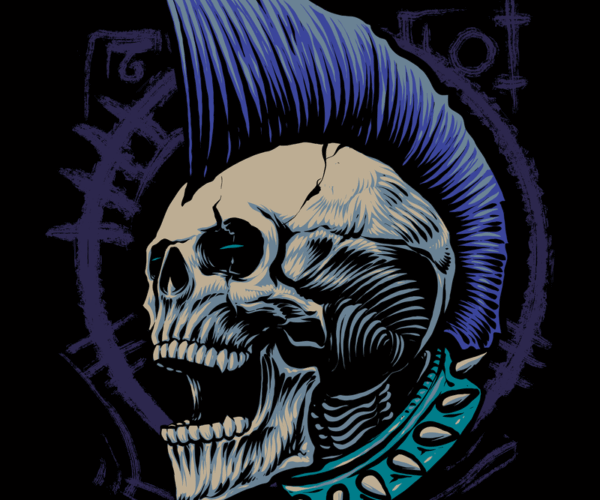Punk Skull - Spiky Mohawk Edition