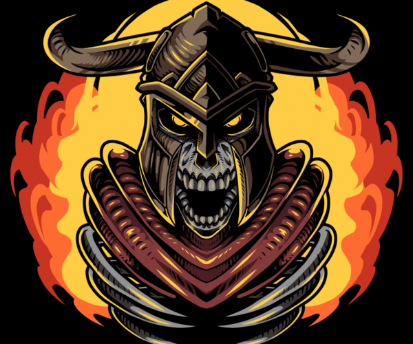 Undead Viking - Flaming Skull Warrior