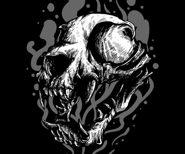 Feline Skull - Gothic Horror Illustration