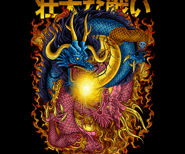Dragon Clash - Mystical Battle Scene