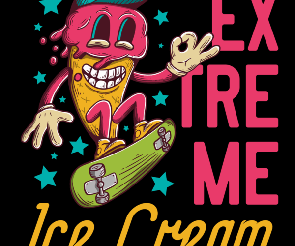 Extreme Ice Cream - Skateboarding Mascot