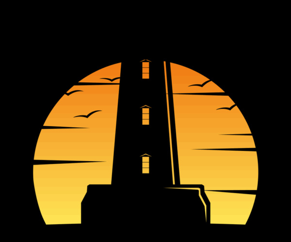 Lighthouse - Silhouette Sunset Design