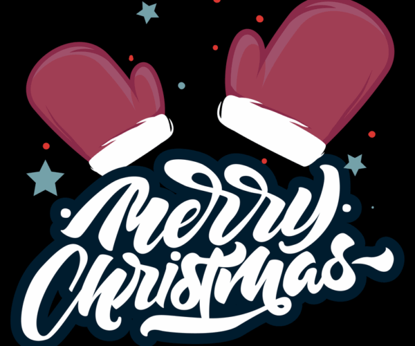 Merry Christmas Mittens - Holiday Greetings Graphic