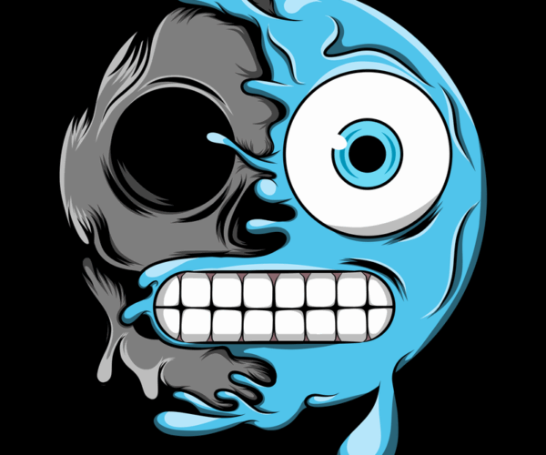 Half-Melted Skull - Animated Horror