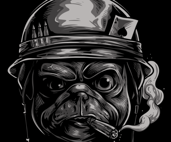 Pug Soldier - Gritty Veteran