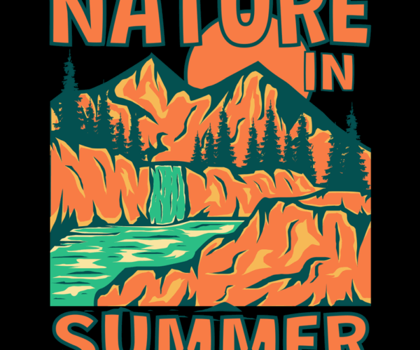Summer Nature - Mountain River Scene