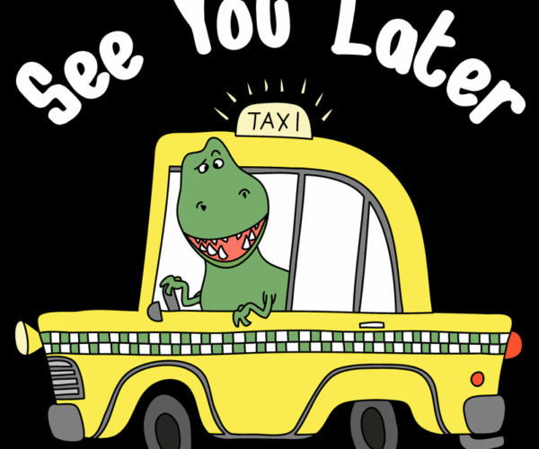 Dinosaur Taxi Driver - Cartoon Cab