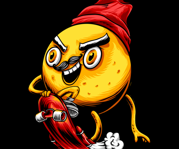 Radical Lemon - Skateboarder Cartoon