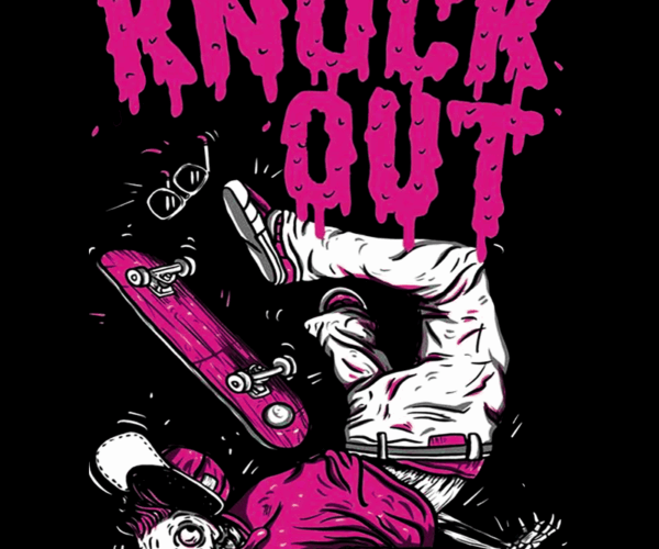 Skateboard Skeleton - Knockout Graphic