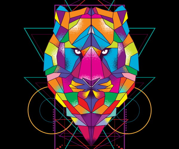 Geometric Tiger - Colorful Symmetry