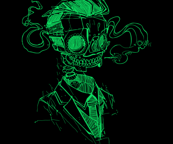 Neon Skeleton - Cyberpunk Dandy