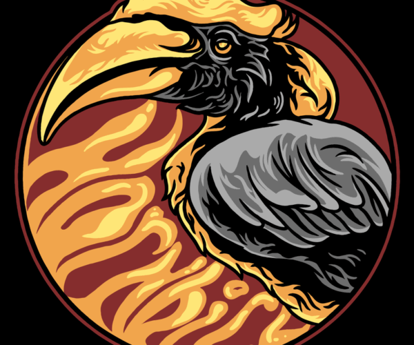 Rhinoceros Hornbill - Tribal Emblem Design