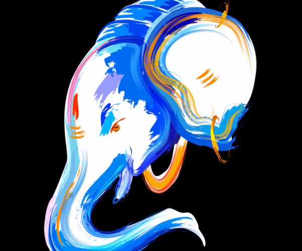 Ganesha - Brushstroke Divinity