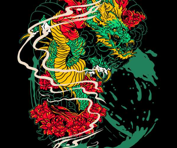 Oriental Dragon - Flourish Artwork