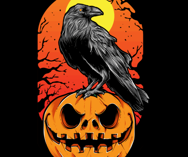 Raven Perched - Spooky Pumpkin