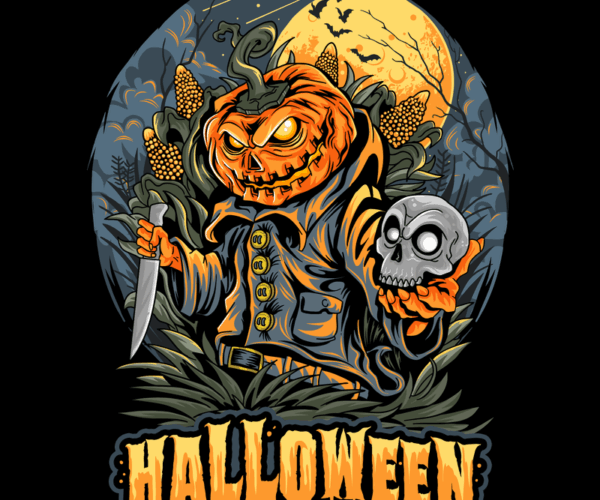 Pumpkin Horror - Halloween Skull