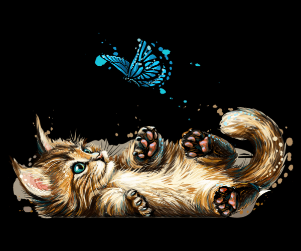 Playful Kitten - Butterfly Dream