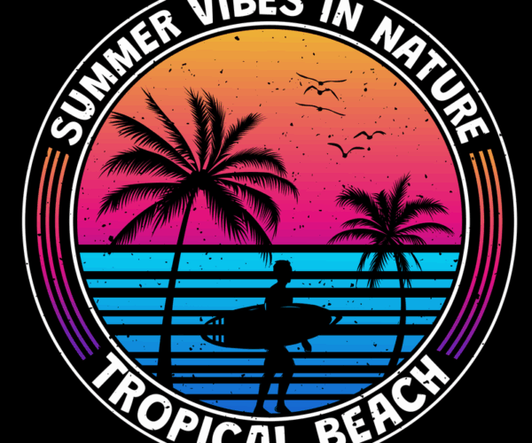 Tropical Sunset - Surfer Silhouette