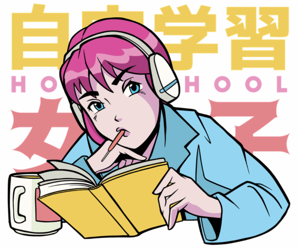 Anime Girl Studying - J-Pop School Vibes