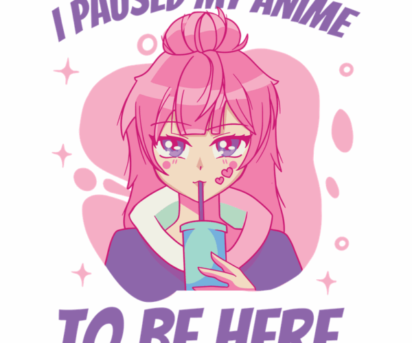 Anime Girl with Bubble Tea - Paused My Anime