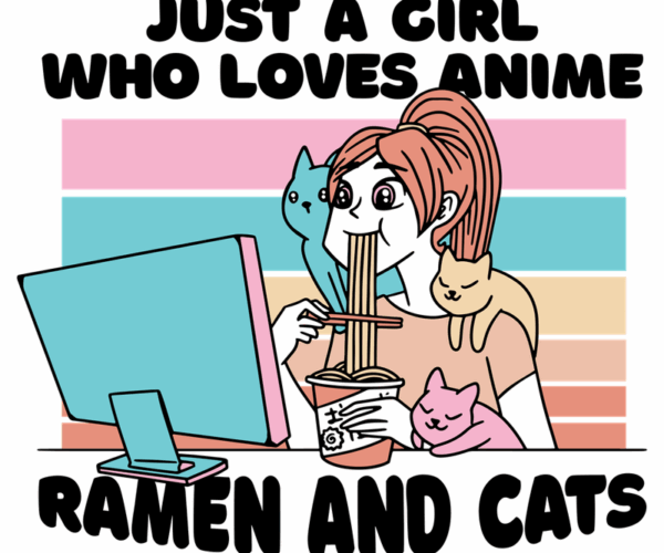 Anime Girl Ramen Lover - Cozy Cat Edition