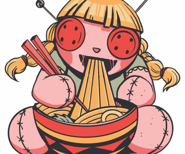 Noodle-Loving Rag Doll - Kawaii Ramen Delight