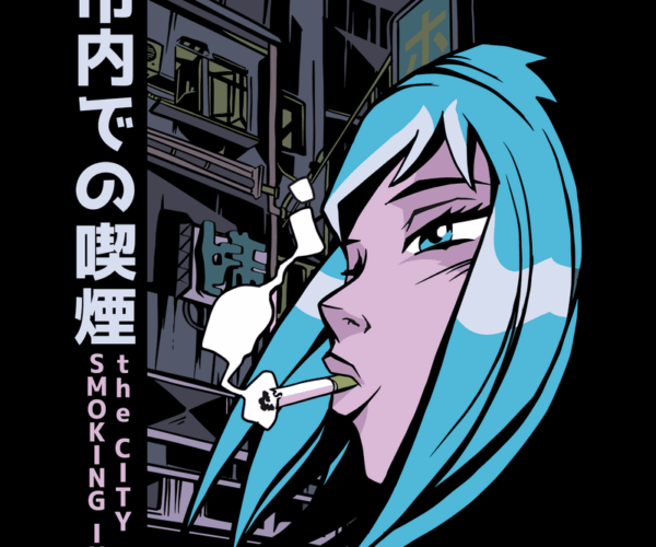 Smoking City Siren - Cyberpunk Anime Girl