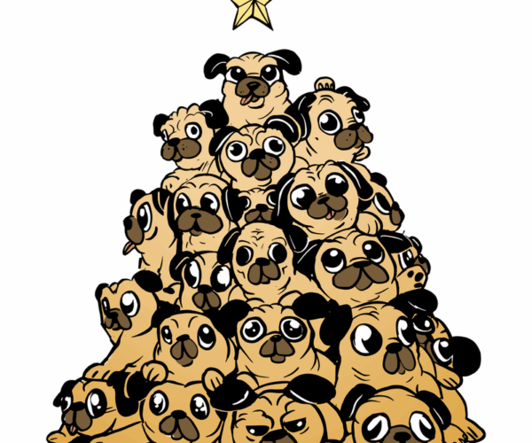 Pug Christmas Tree - A Very Merry Pup Pile