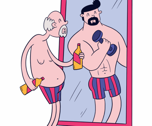Old Man's Fitness Fantasy - Mirror Reflections
