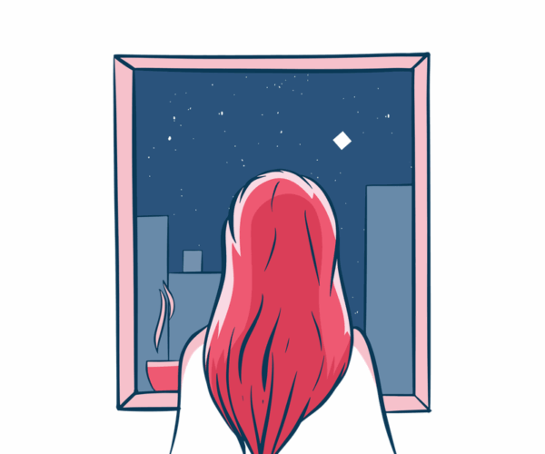 Girl Watching City Lights - Father's Protective Love
