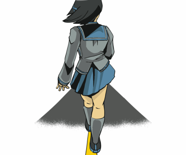 Anime Schoolgirl - Walking Away