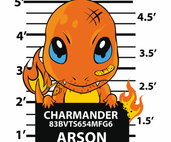 Charmander Arson Mugshot - Pocket Monster Mayhem