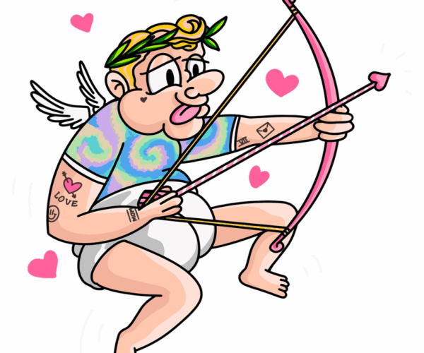 Cupid in Tie-Dye - Irreverent Valentine's Day