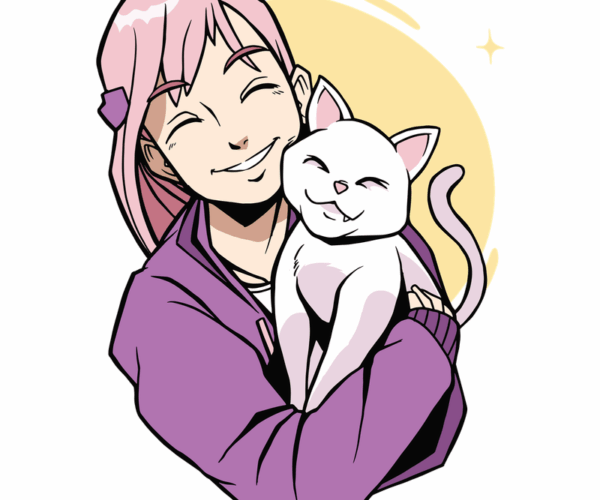 Kawaii Cat Hug - Pastel Dreams