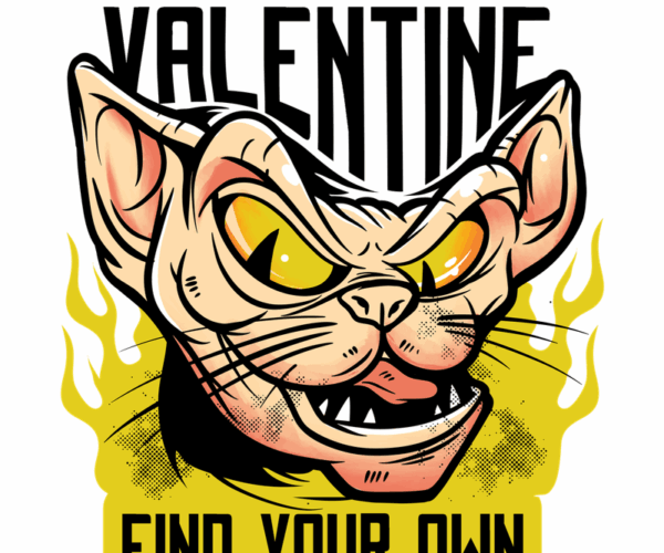Grumpy Sphynx Cat - Valentine's Day Edition