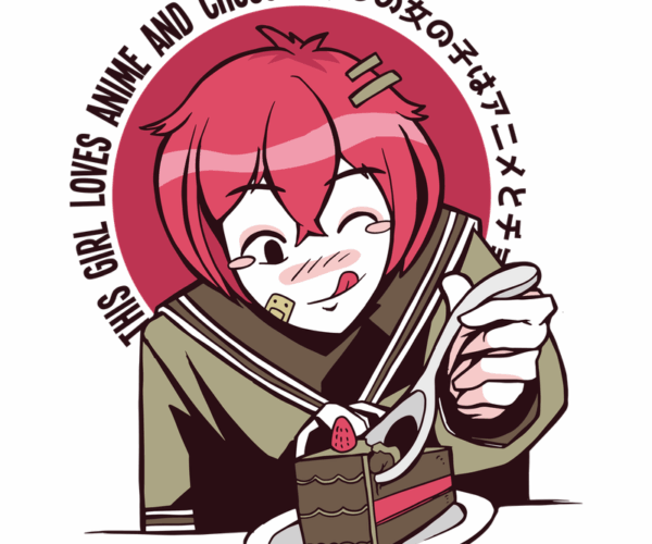 Anime Girl Devouring Cake - Sweet Tooth Delight